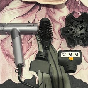 Silver Hair Dryer with Attachments